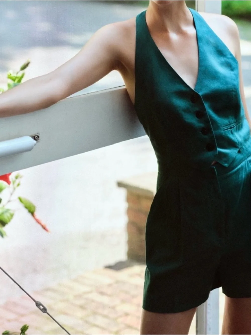 Zara Teal Halter Vest Romper